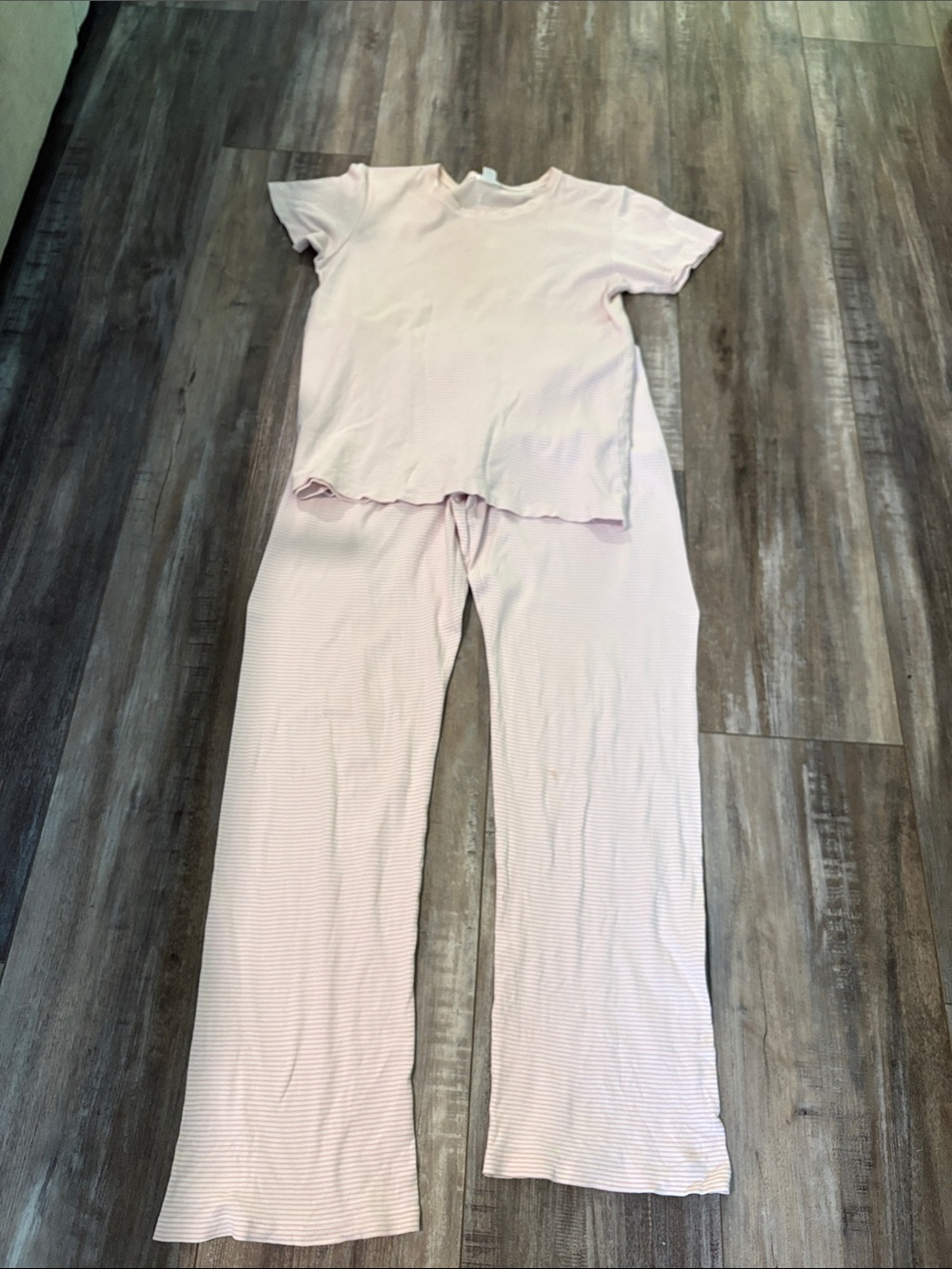 Lake Women's Pajama Set White/Pink Stripes Short Sleeve Pima Cotton Medium